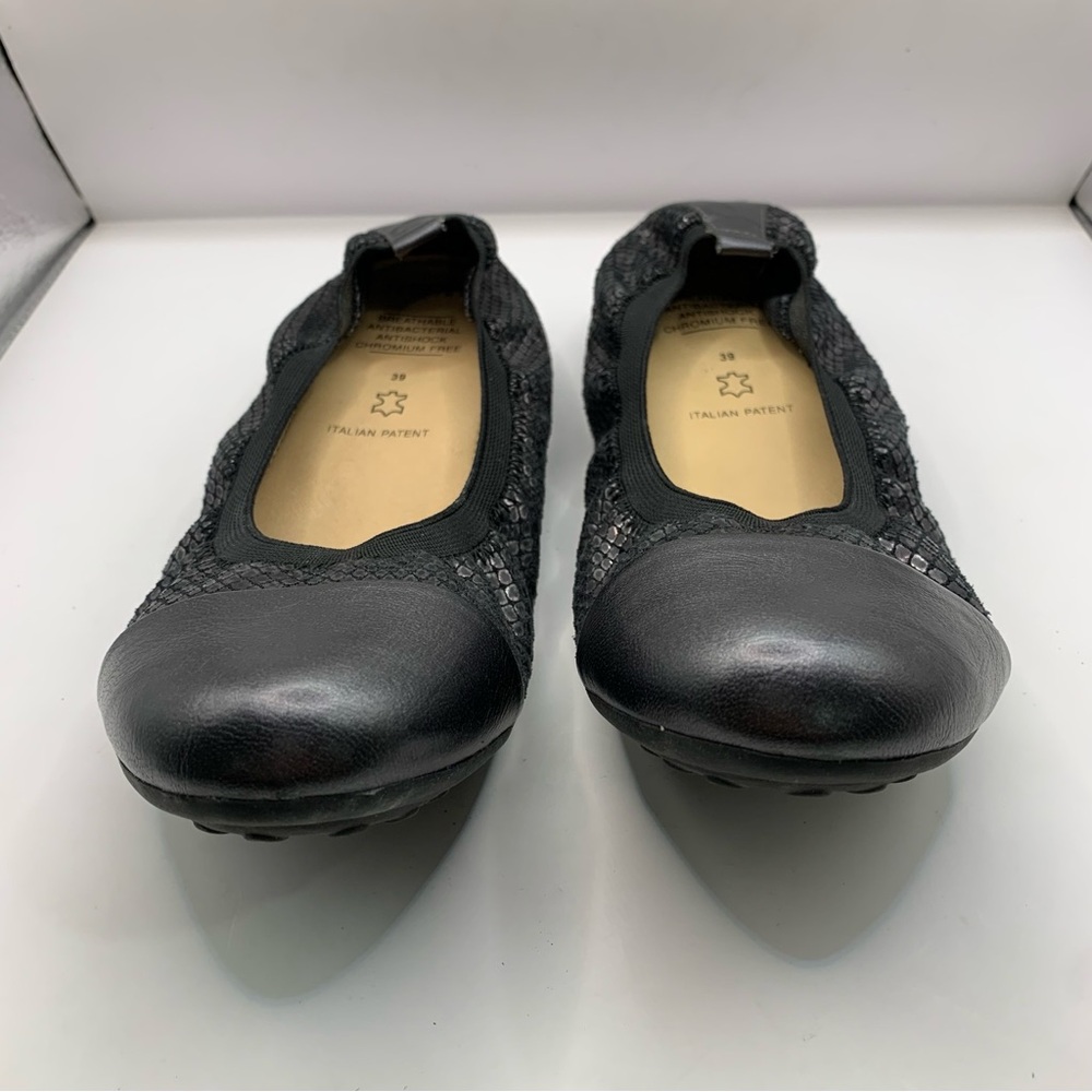 Geox Respira Ballet Flats Italian patent grey & black comfort office sz39 US 8.5 - Picture 7 of 8
